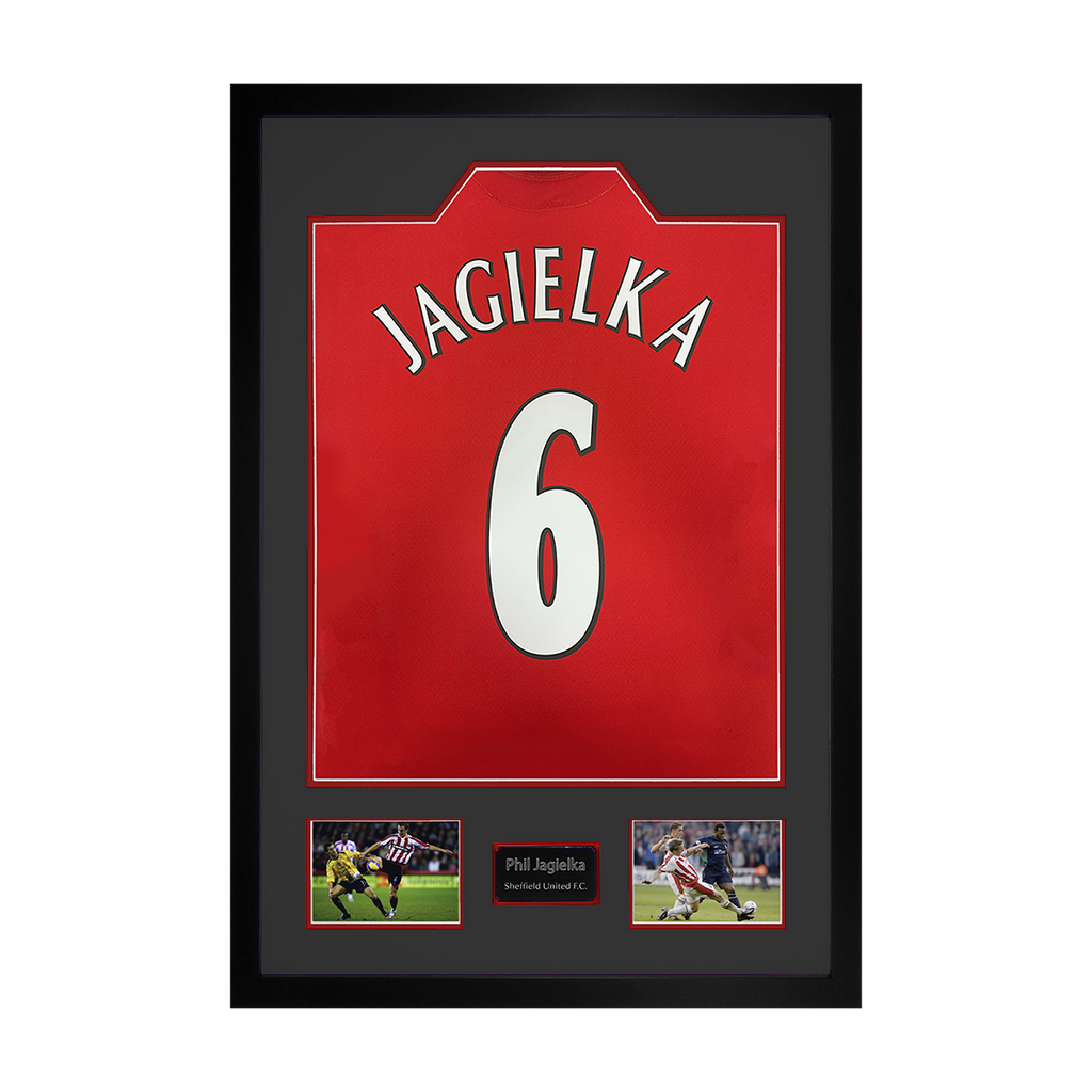 Phil Jagielka Signed Sheffield United Shirt Premium Frame