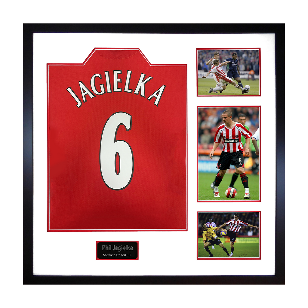 Phil Jagielka Signed Sheffield United Shirt Elite Frame