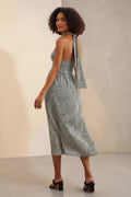 Geri 60s Patchwork Halter neck Midi Dress