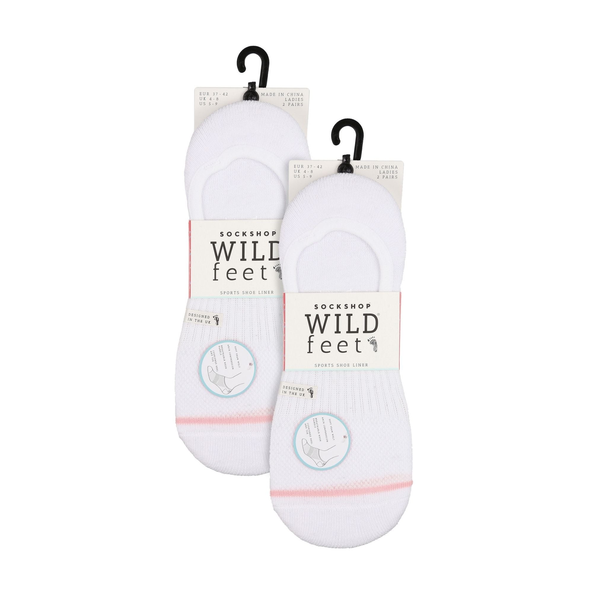 4 Pack Ladies Outdoor Athletic Socks in Black or White for Running & Walking