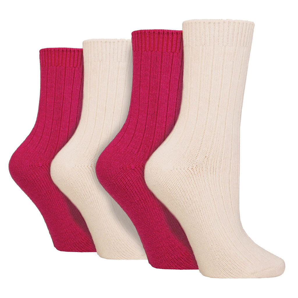 4 Pack Ladies Cashmere Boot Socks | Breathable Cozy Ribbed Wool Bed Socks