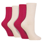 4 Pack Ladies Cashmere Boot Socks | Breathable Cozy Ribbed Wool Bed Socks