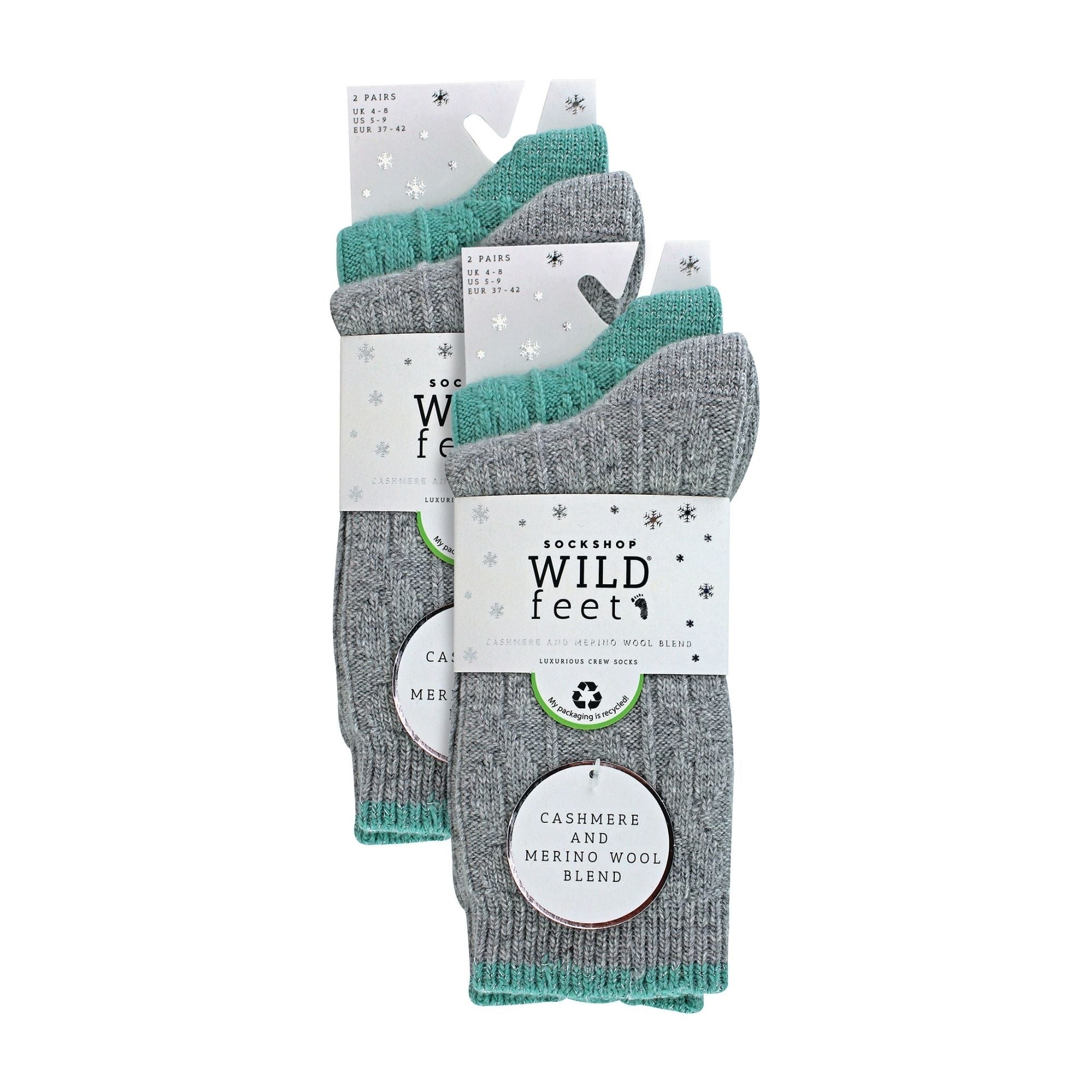 4 Pack Ladies Cable Knit and Lurex Glitter Socks for Sparkling Style and Comfort