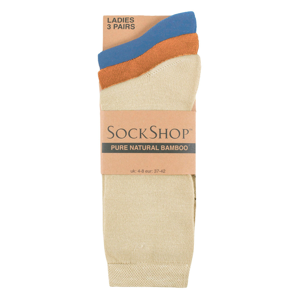 3 Pack Ladies Plain Bamboo Socks - Soft Breathable Everyday Comfort Socks