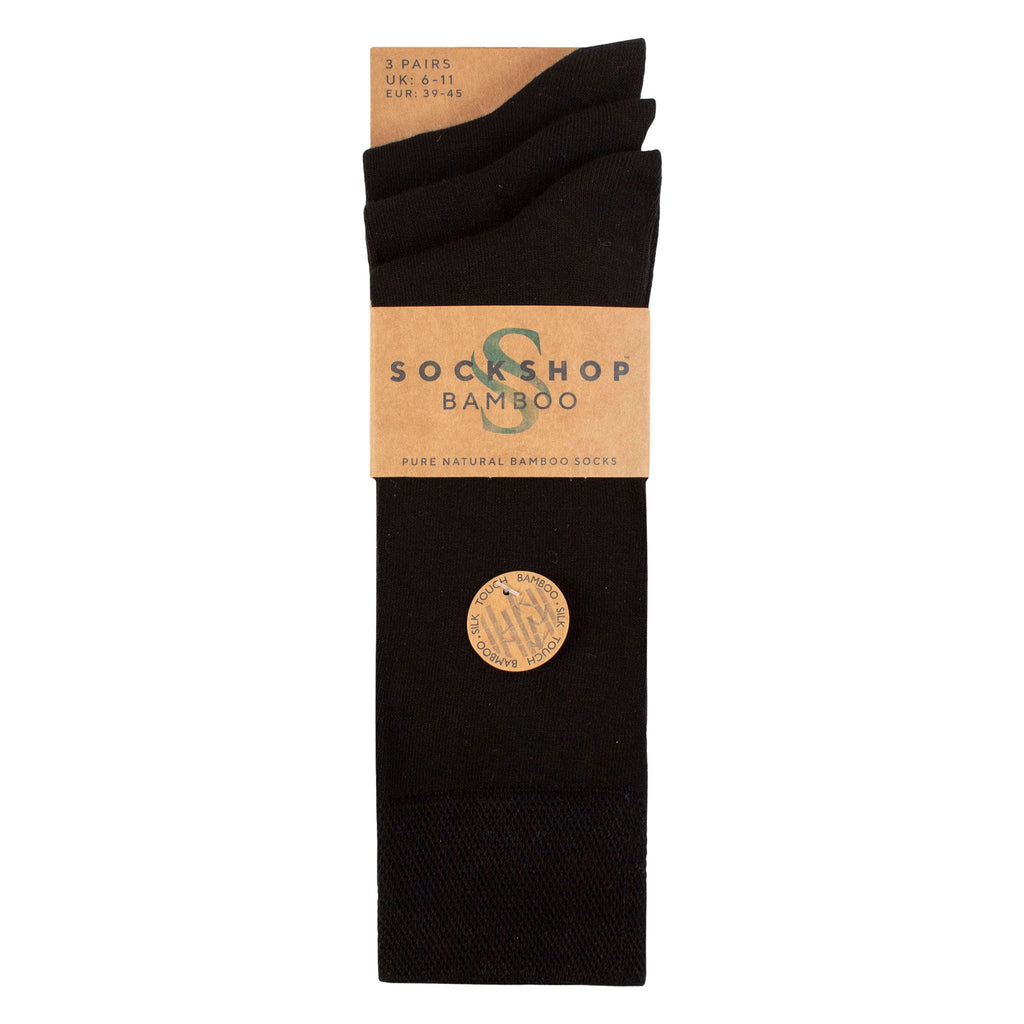 3 Pack Mens Plain and Patterned Bamboo Socks - Soft Breathable Everyday Comfort