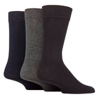 3 Pack Mens Plain and Patterned Bamboo Socks - Soft Breathable Everyday Comfort