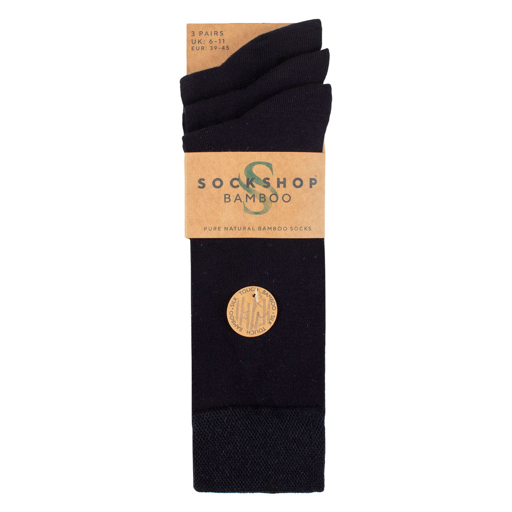 3 Pack Mens Plain and Patterned Bamboo Socks - Soft Breathable Everyday Comfort