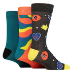 3 Pack Mens Plain and Patterned Bamboo Socks - Soft Breathable Everyday Comfort