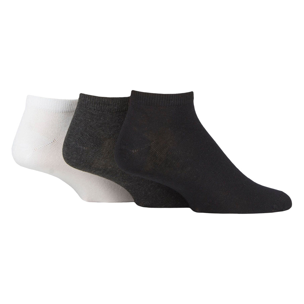 3 Pack Mens Plain Bamboo Trainer Liner Socks - Soft Breathable Everyday Comfort