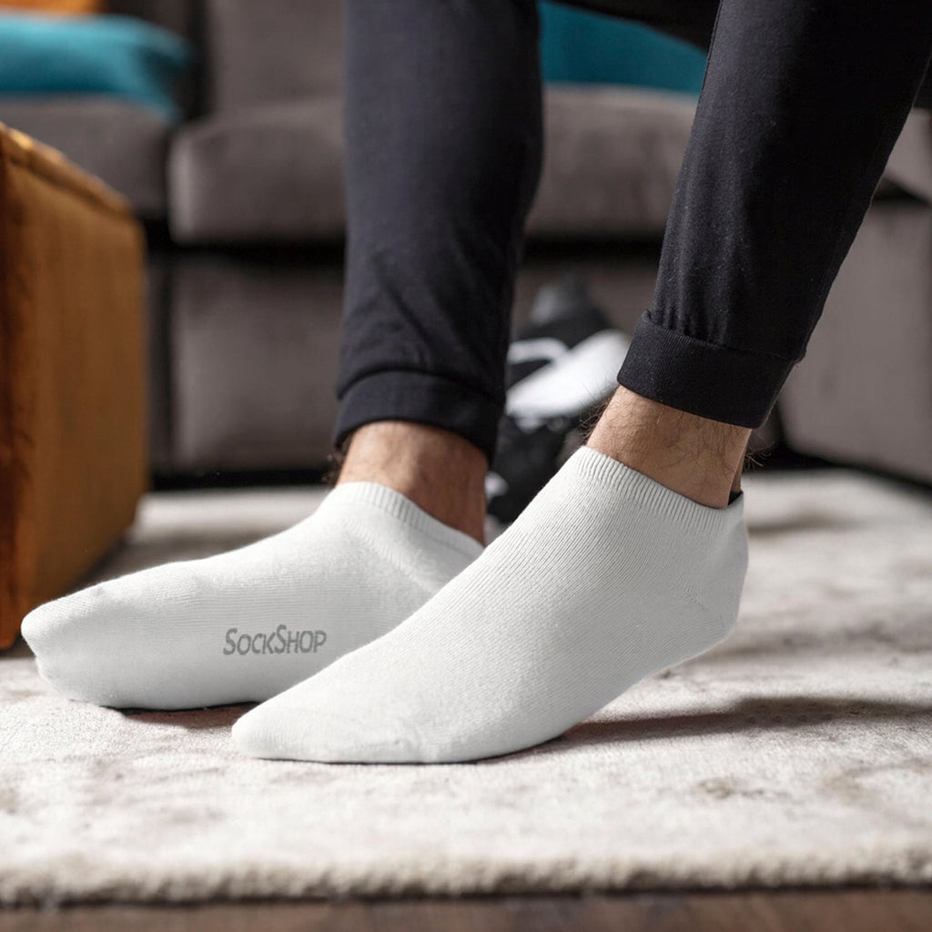 3 Pack Mens Plain Bamboo Trainer Liner Socks - Soft Breathable Everyday Comfort