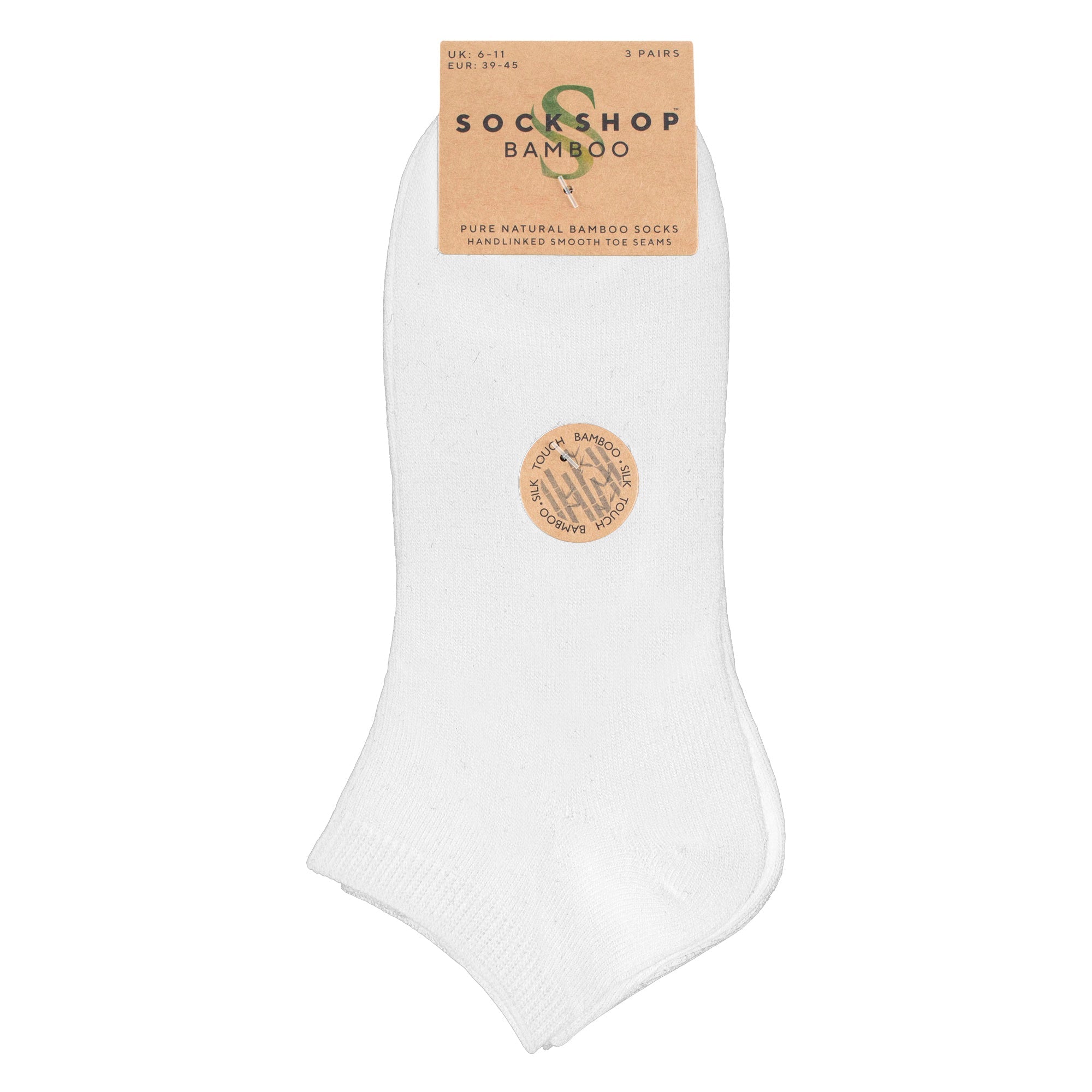 3 Pack Mens Plain Bamboo Trainer Liner Socks - Soft Breathable Everyday Comfort