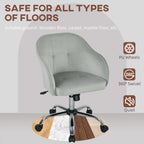 HOMCOM Velvet-feel Swivel Office Chair - Grey