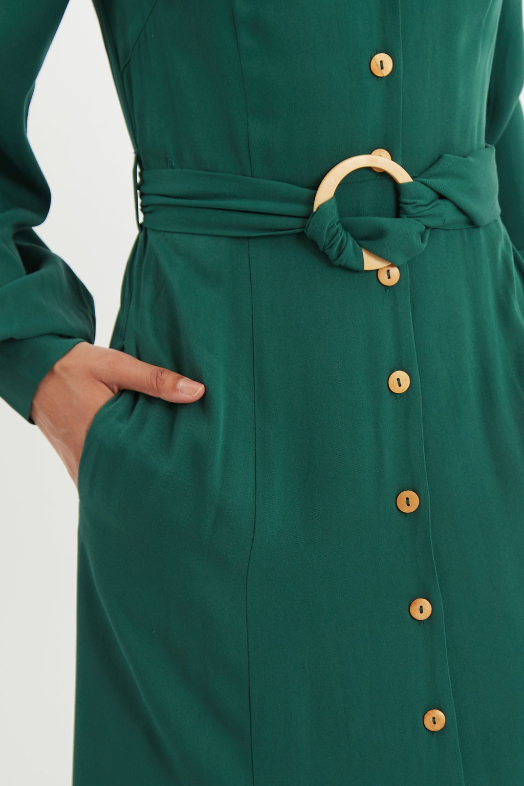 Rebecka Twill Long Sleeve Midi Dress