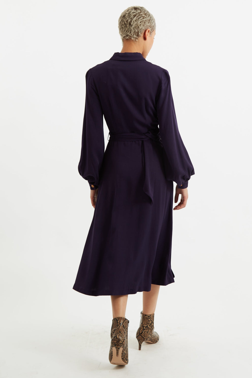 Rebecka Twill Long Sleeve Midi Dress