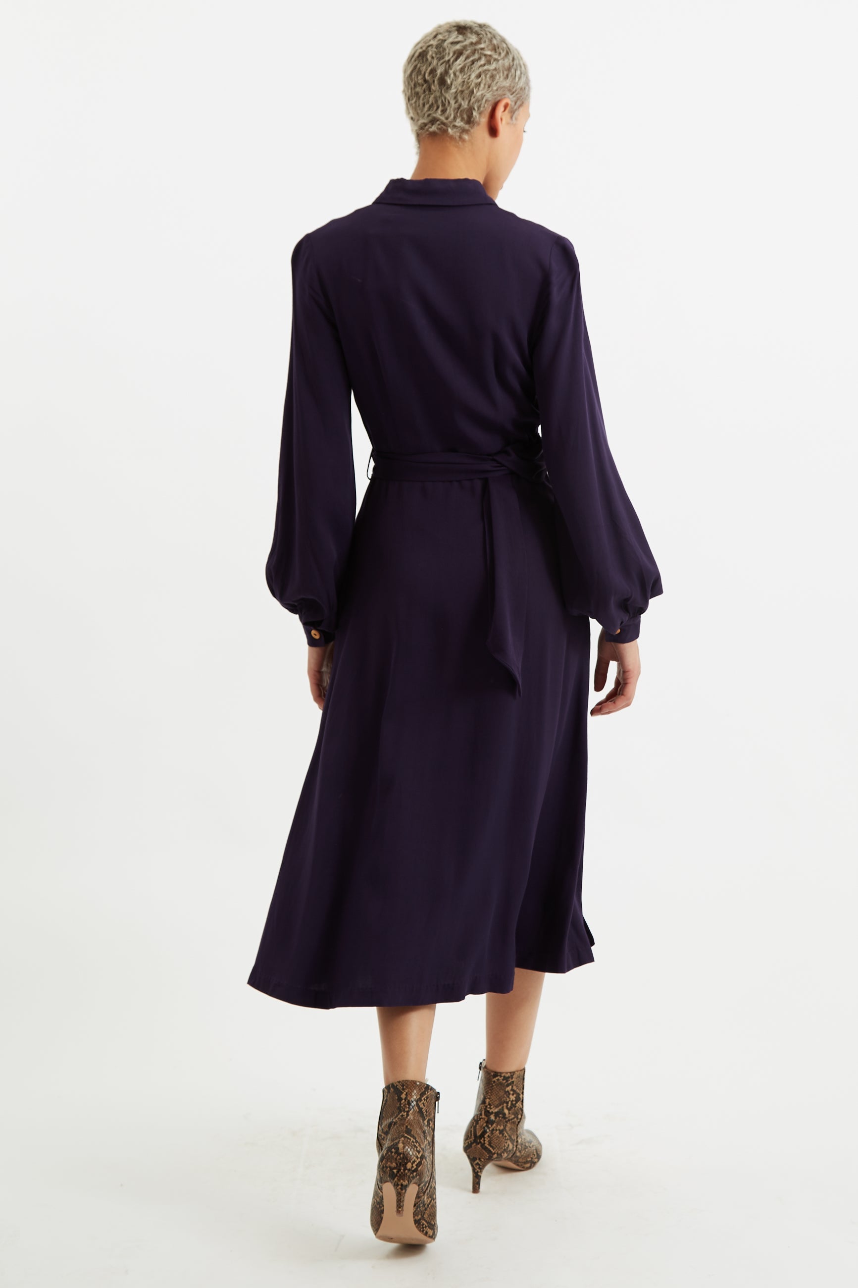 Rebecka Twill Long Sleeve Midi Dress