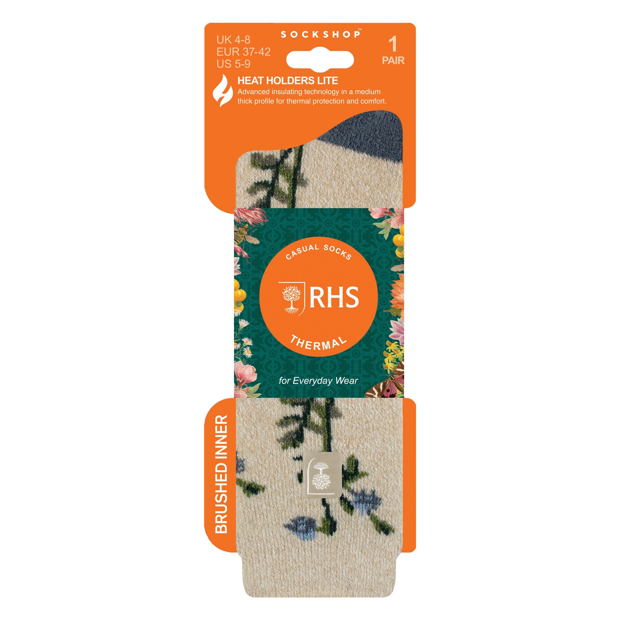 Womens RHS Thermal Socks | Thin Floral Patterned Fleece Socks