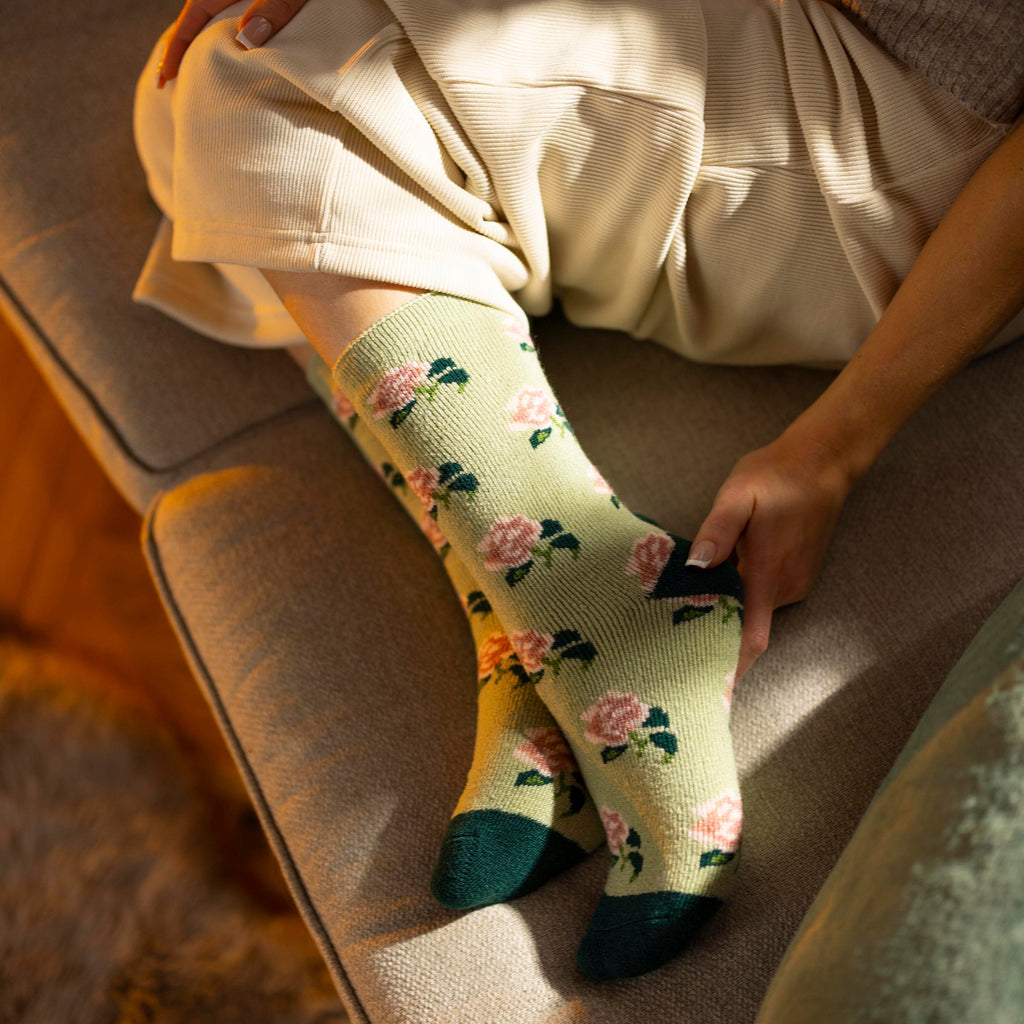 Womens RHS Thermal Socks | Thin Floral Patterned Fleece Socks