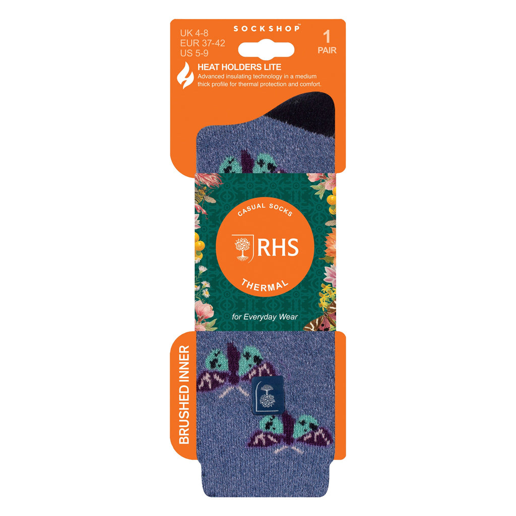 Womens RHS Thermal Socks | Thin Floral Patterned Fleece Socks