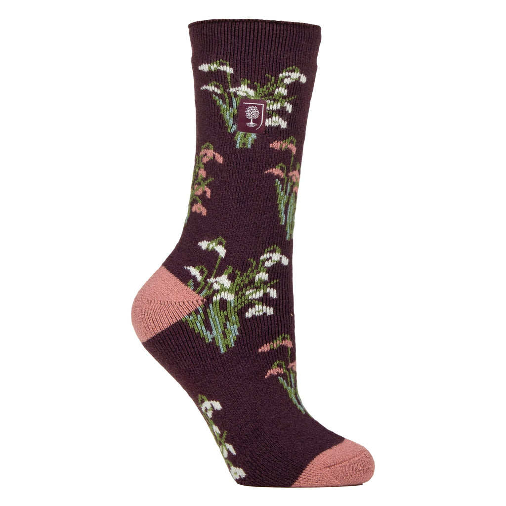 Womens RHS Thermal Socks | Thin Floral Patterned Fleece Socks
