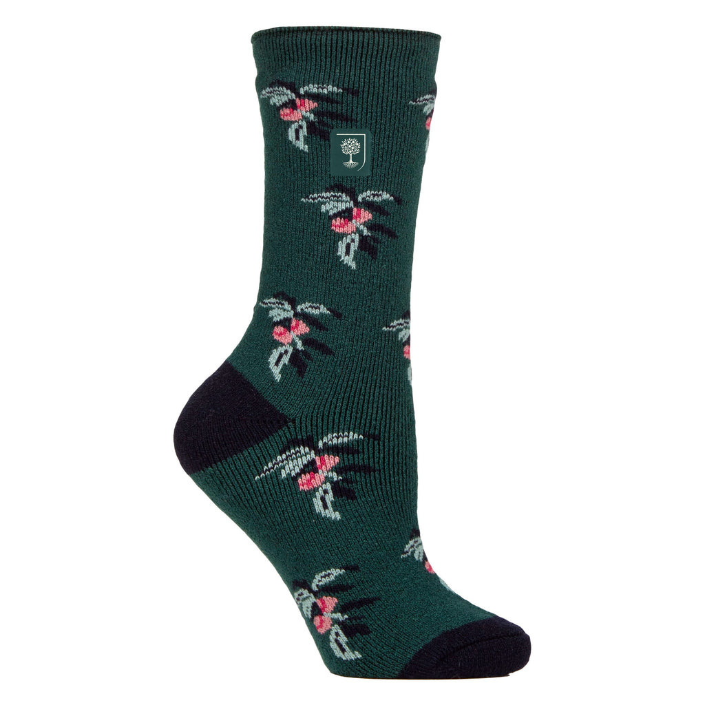 Womens RHS Thermal Socks | Thin Floral Patterned Fleece Socks