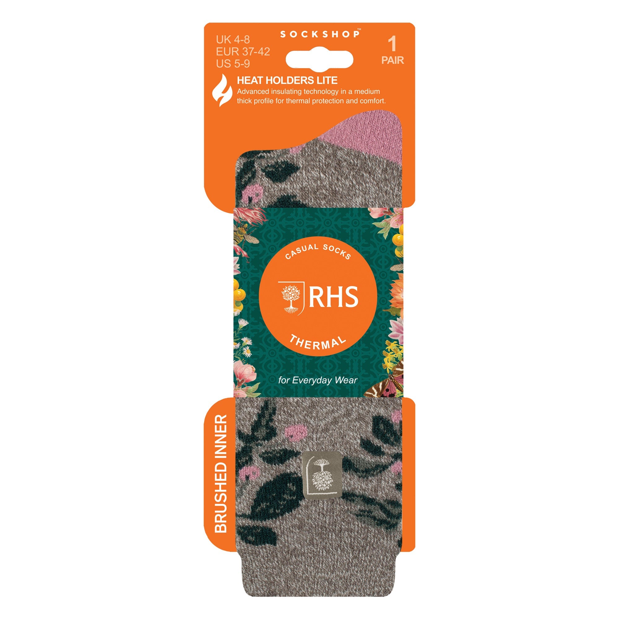 Womens RHS Thermal Socks | Thin Floral Patterned Fleece Socks
