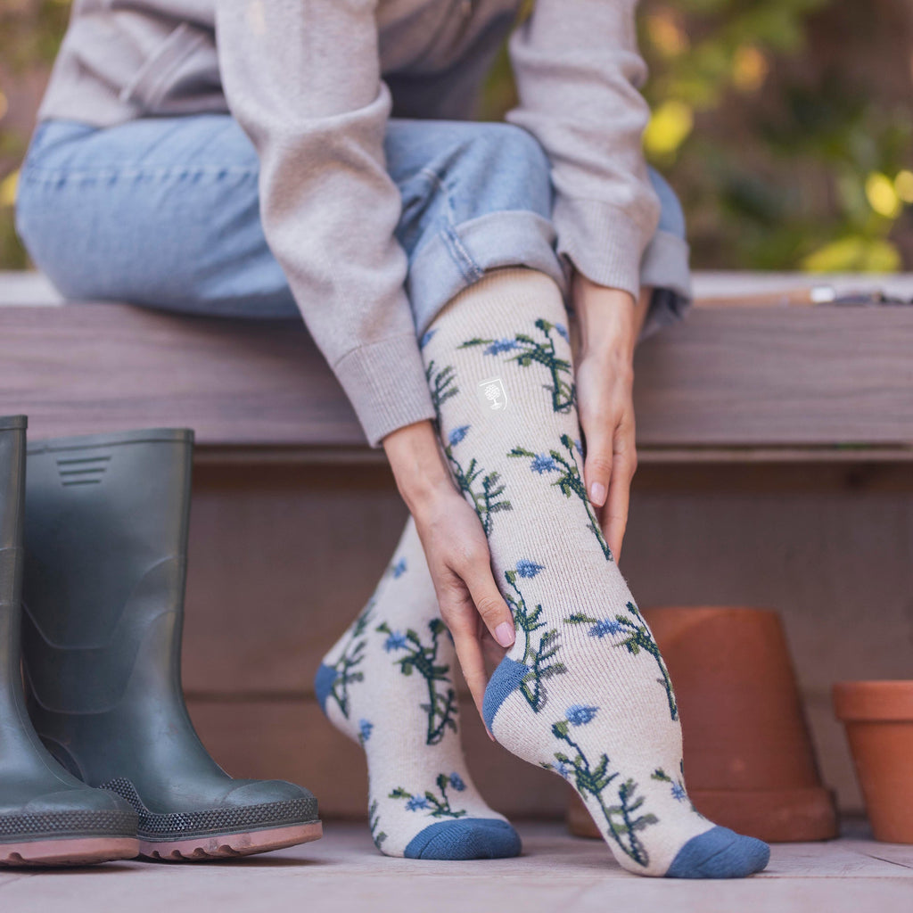 RHS Long Wellington Boots Socks For Women | Floral Welly Socks