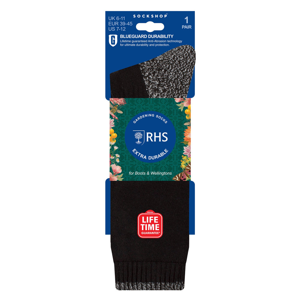Mens RHS Long Heavy Duty Thick Boot Socks | Long Lasting Gardening Wellington Socks