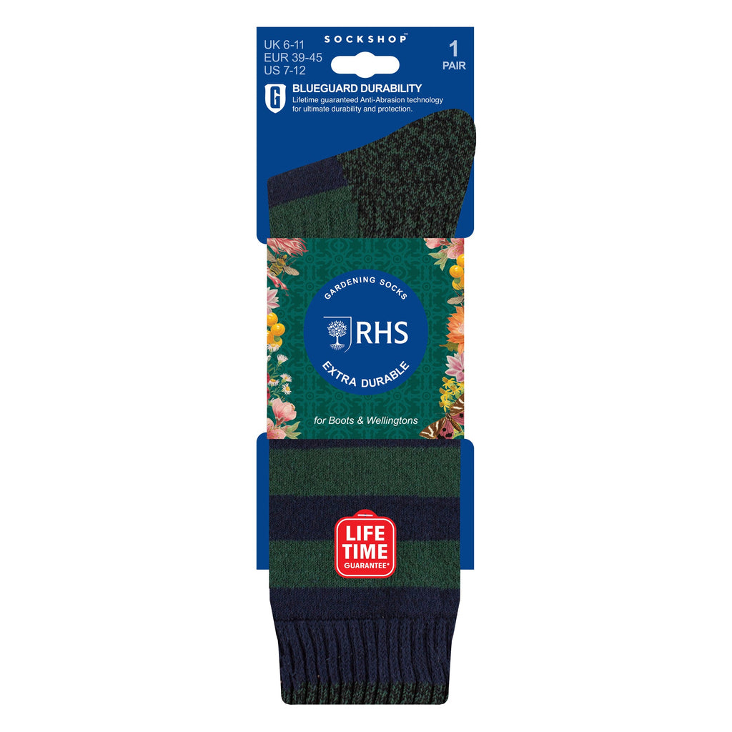 Mens RHS Long Heavy Duty Thick Boot Socks | Long Lasting Gardening Wellington Socks