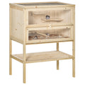 PawHut Wooden Hamster Cage with Storage Shelf, Small Animal Exercise Play House with Openable Top, for Hamsters, Gerbils, 60 x 40 x 80 cm - Natural