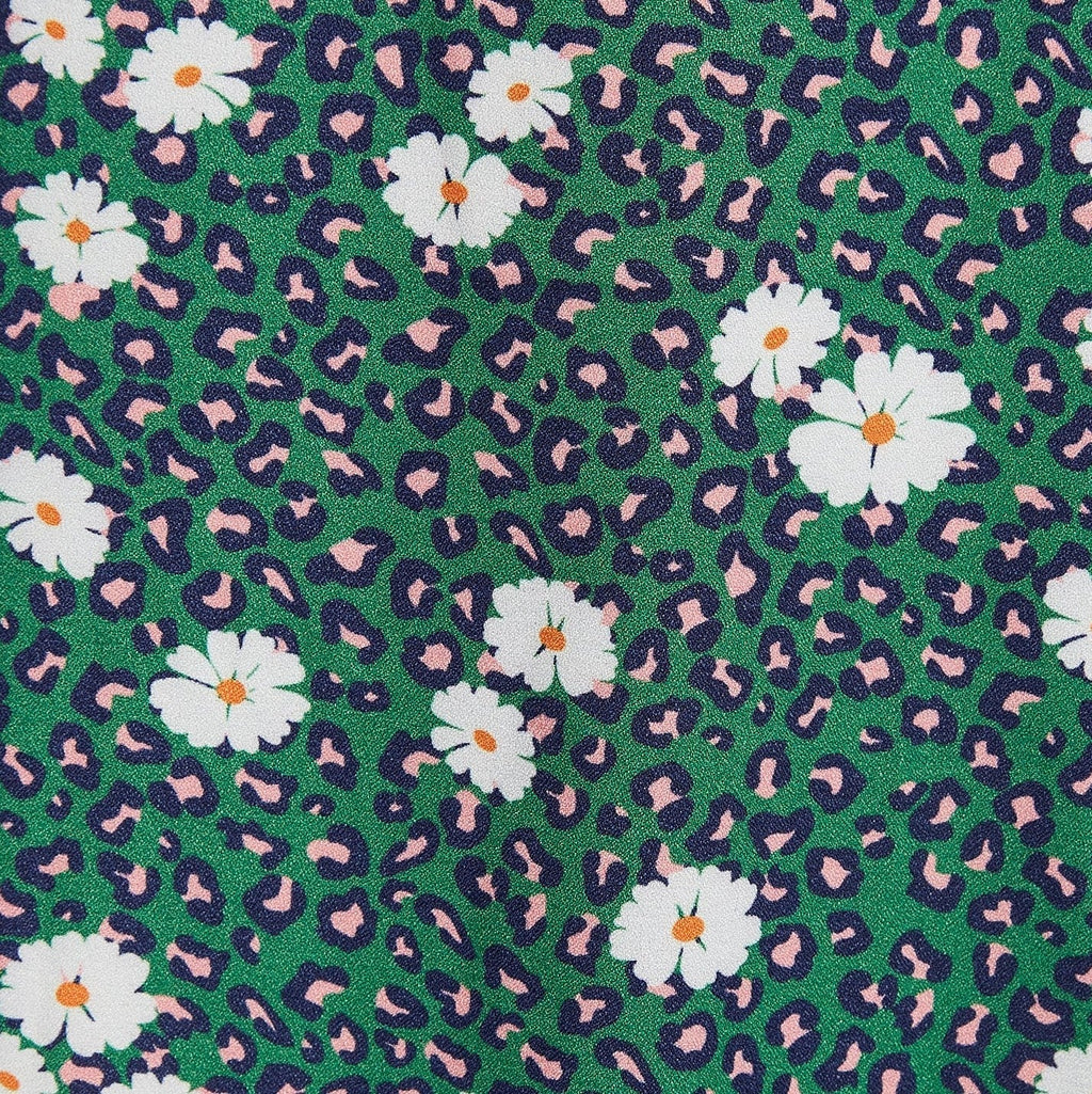 Louche Suzanne Roaring Daisy Print Long Sleeve Mini Dress - Green