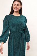 Louche Roza Lurex Jersey V Back Midi Dress - Petrol