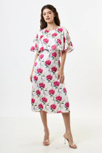 Rosso Loveflower Print Cape Midi Dress