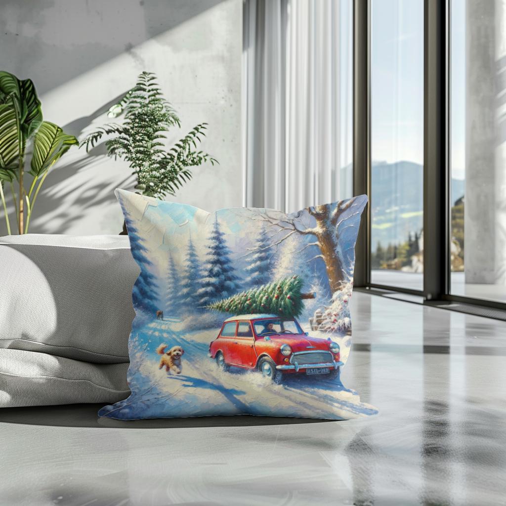 Christmas Journey Home Cotton Cushion