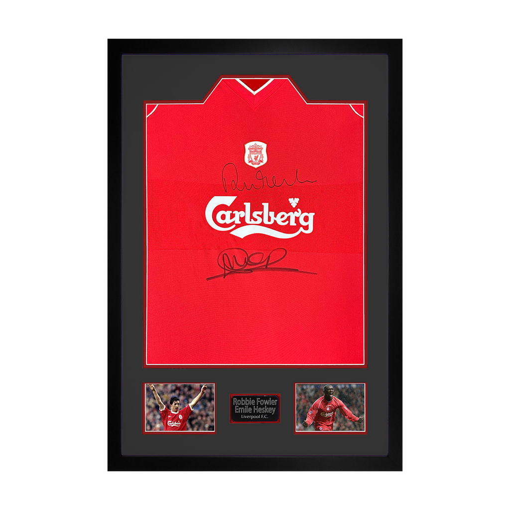 Robbie Fowler & Emile Heskey Signed Liverpool Shirt Premium Frame