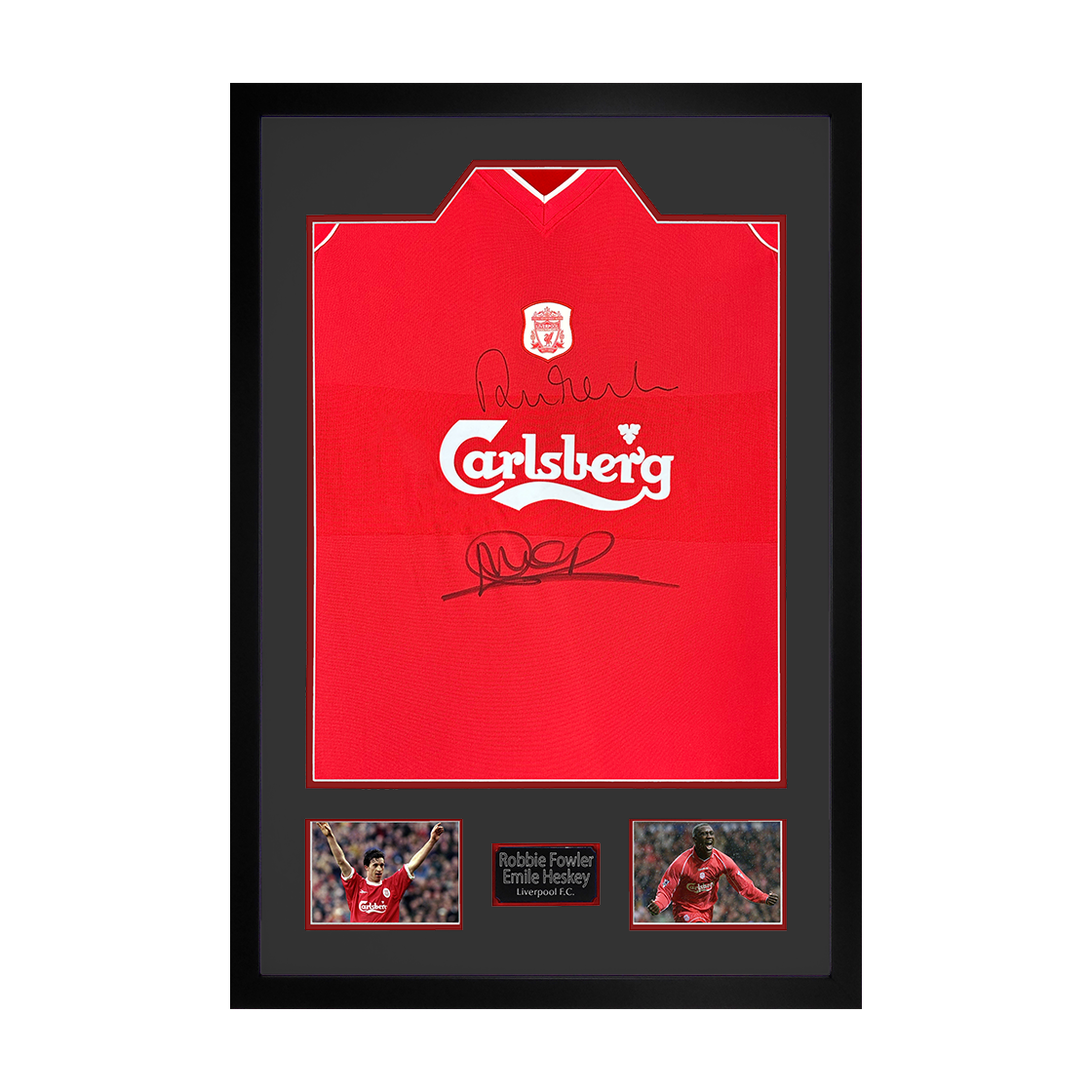 Robbie Fowler & Emile Heskey Signed Liverpool Shirt Premium Frame