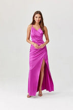 Roco Fashion Lamelia maxi dress with an open back is made of delicate and soft-touch fabric