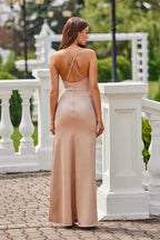 Roco Fashion Lamelia maxi dress with an open back is made of delicate and soft-touch fabric