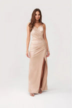 Roco Fashion Lamelia maxi dress with an open back is made of delicate and soft-touch fabric
