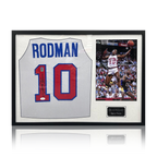 Dennis Rodman Signed Detroit Pistons Jersey Classic Frame (JSA)