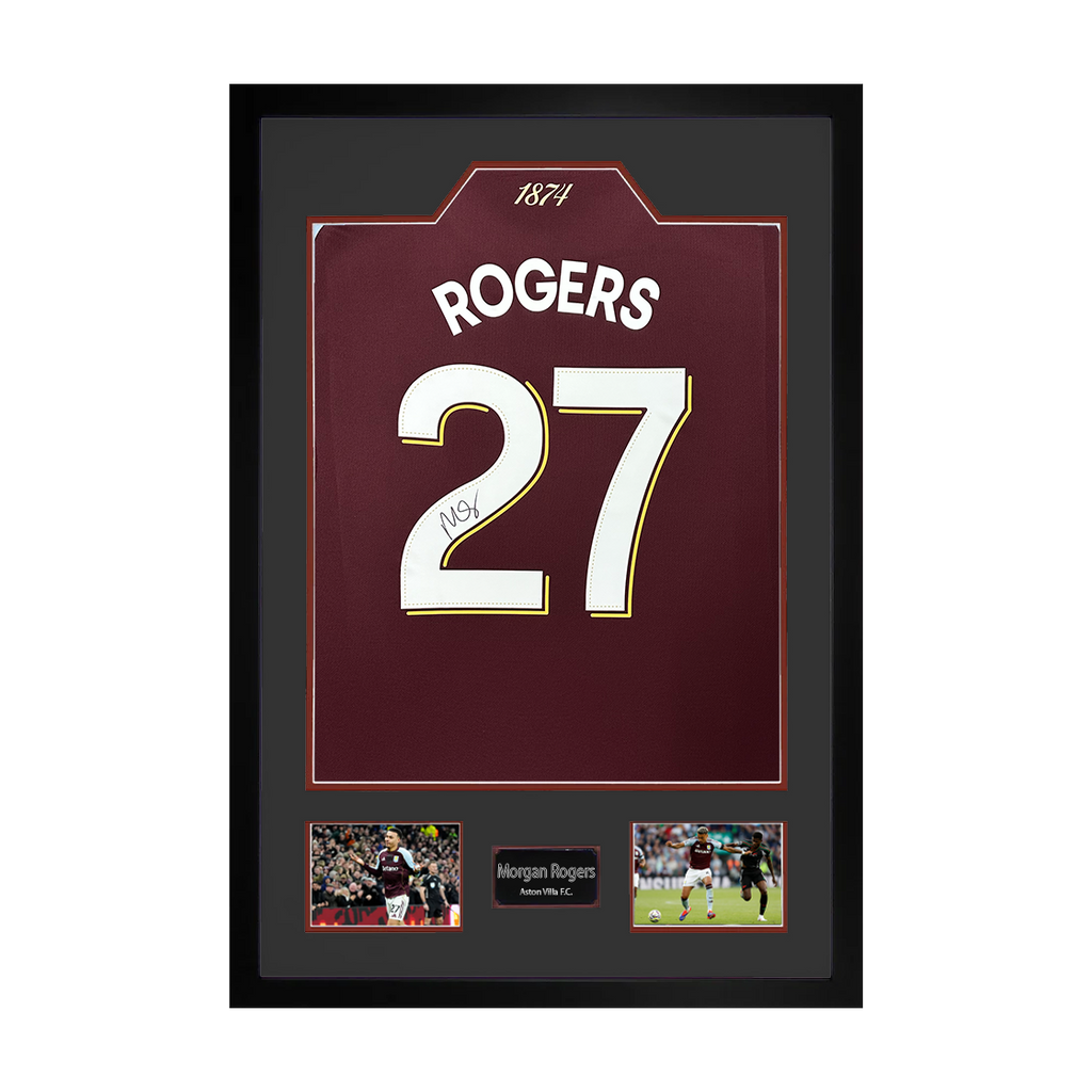 Morgan Rogers Signed Aston Villa Shirt Premium Frame