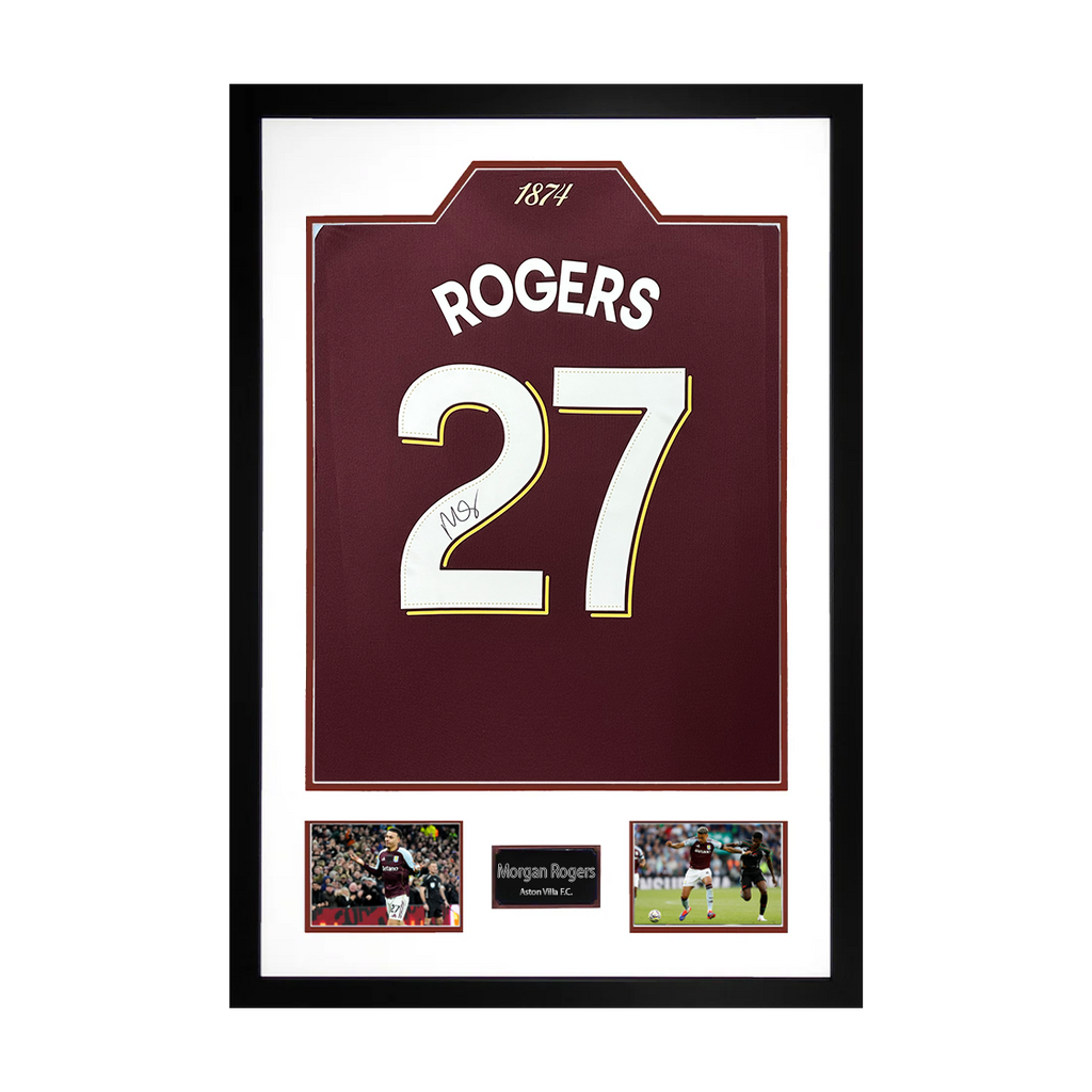 Morgan Rogers Signed Aston Villa Shirt Premium Frame