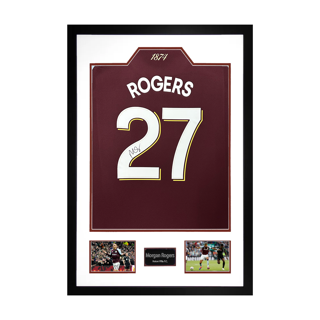 Morgan Rogers Signed Aston Villa Shirt Premium Frame
