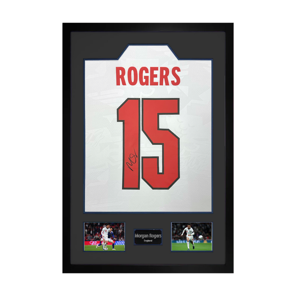 Morgan Rogers Signed England Home Shirt Premium Frame