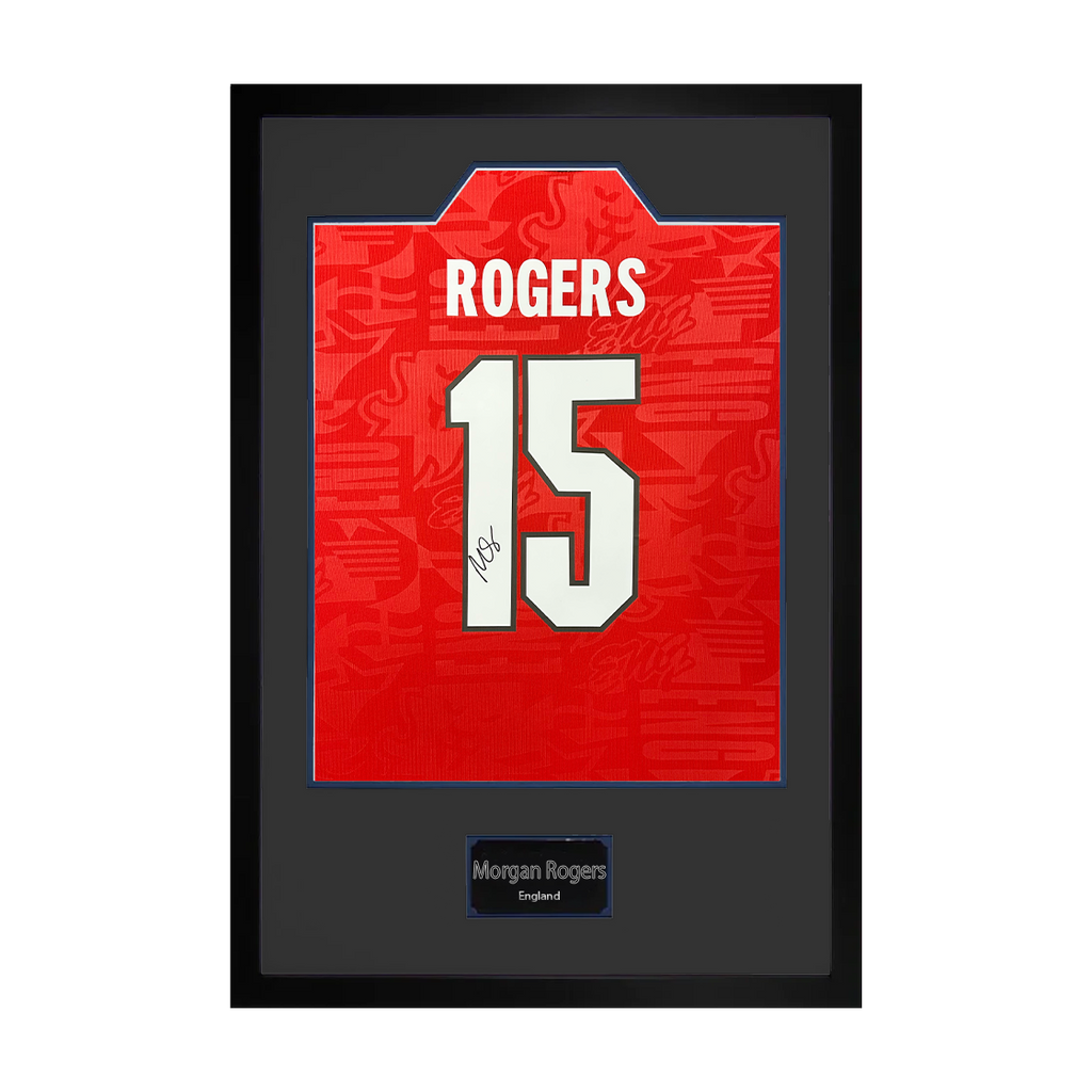 Morgan Rogers Signed England Away Shirt Premium Frame