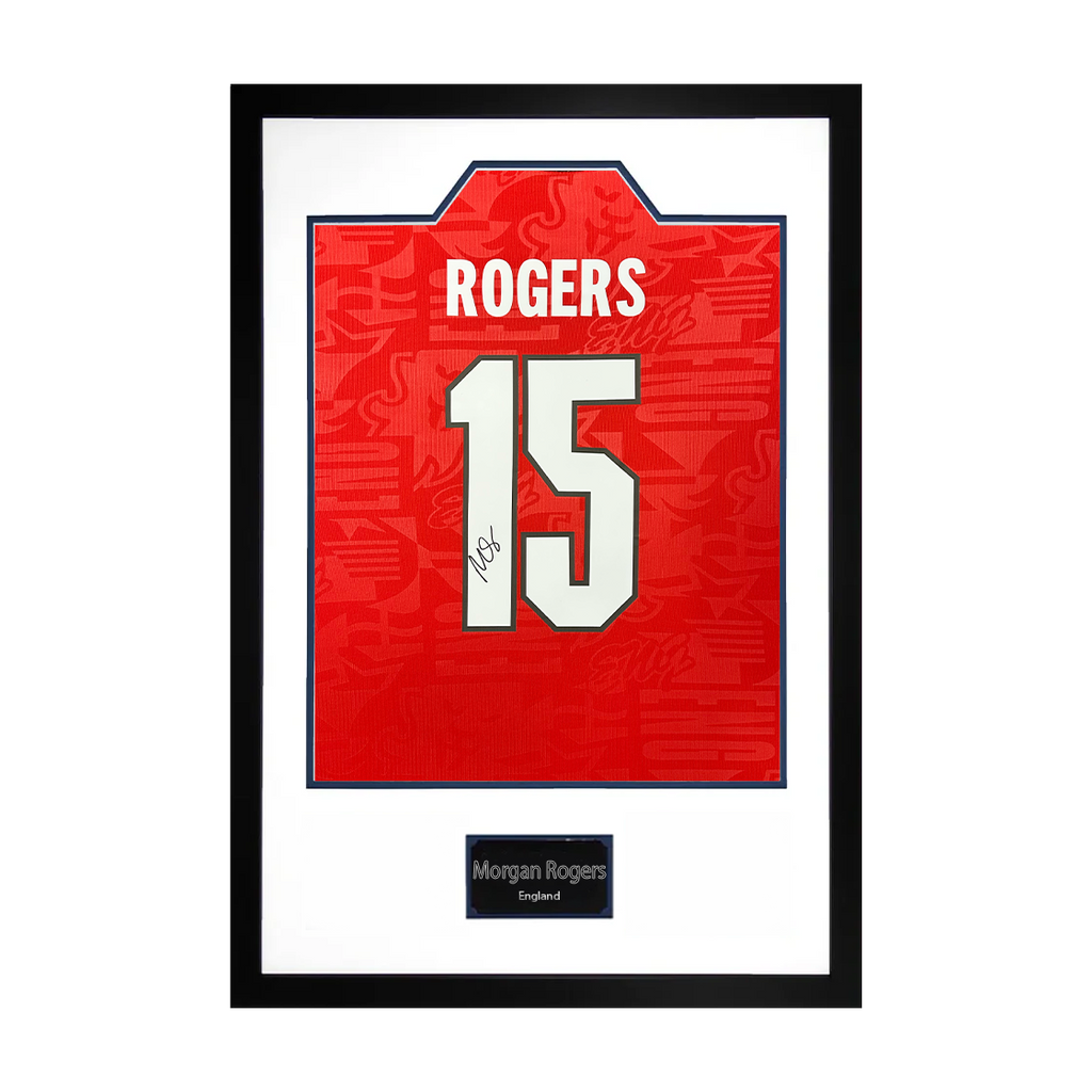 Morgan Rogers Signed England Away Shirt Premium Frame
