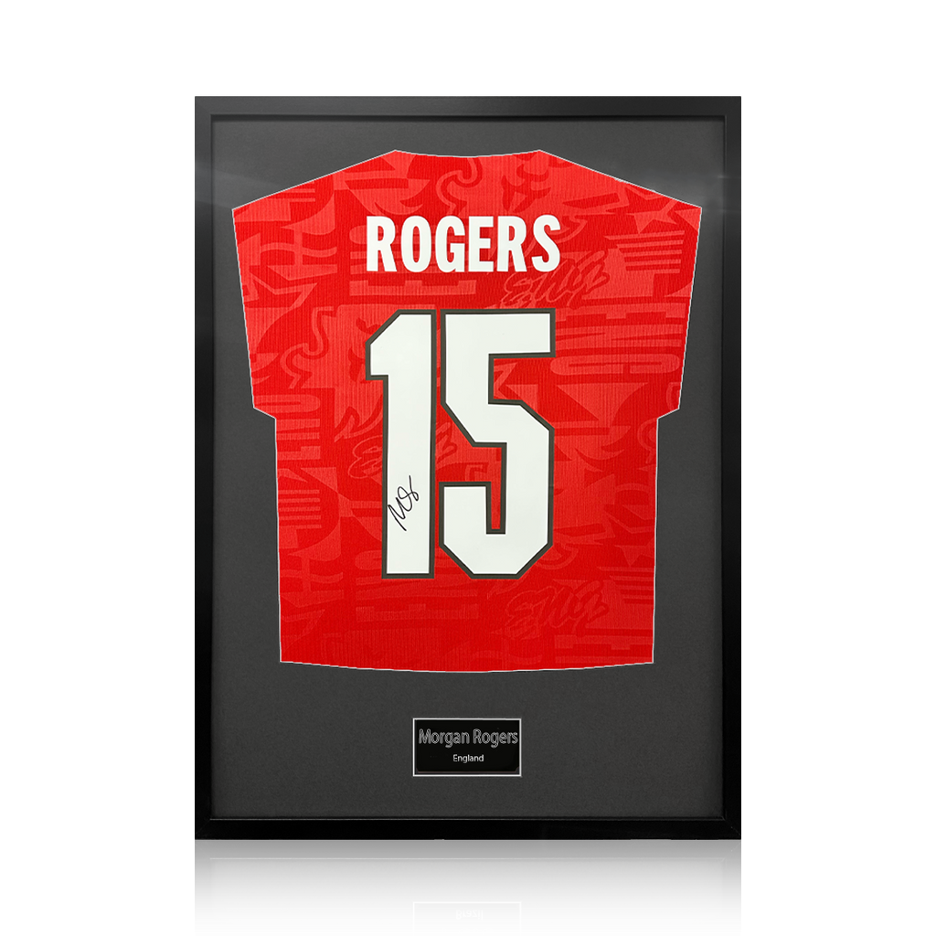 Morgan Rogers Signed England Away Shirt Standard Frame