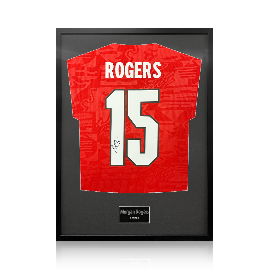 Morgan Rogers Signed England Away Shirt Standard Frame
