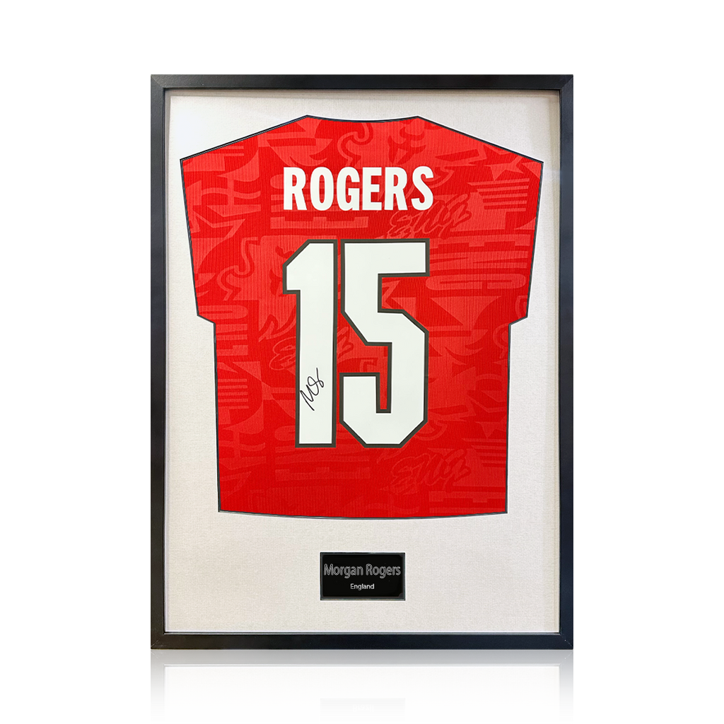 Morgan Rogers Signed England Away Shirt Standard Frame