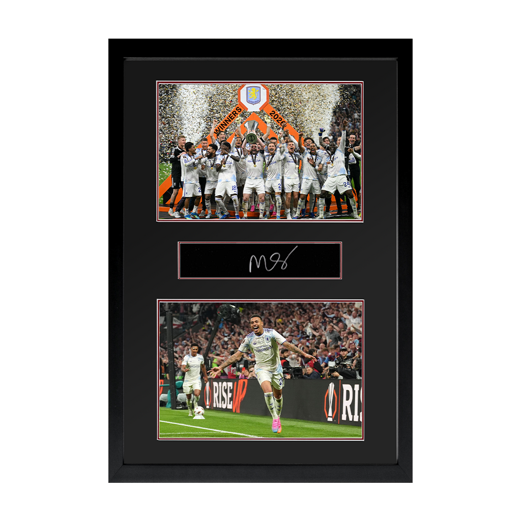 Morgan Rogers Signed Aston Villa Champions Plaque Iconic Frame