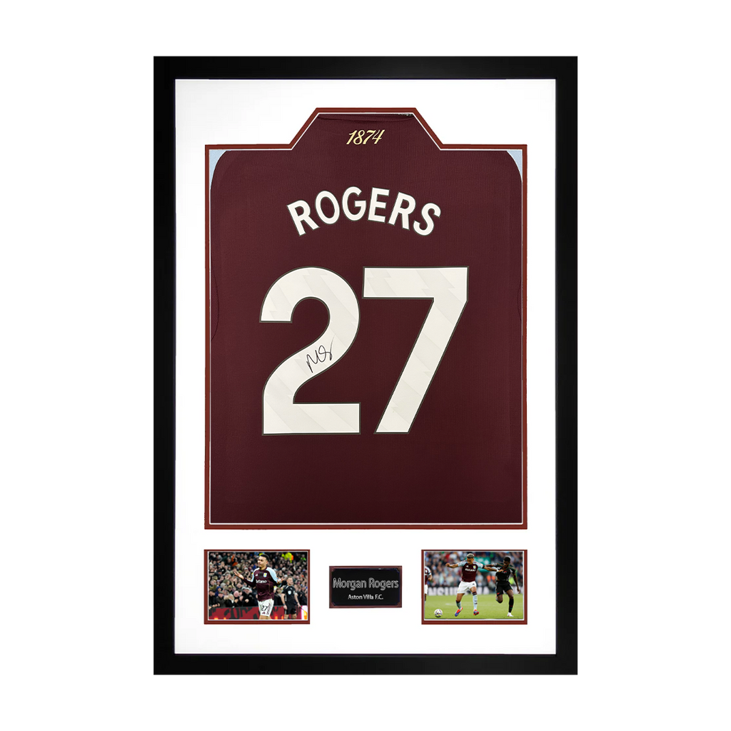 Morgan Rogers Signed Aston Villa Shirt Premium Frame